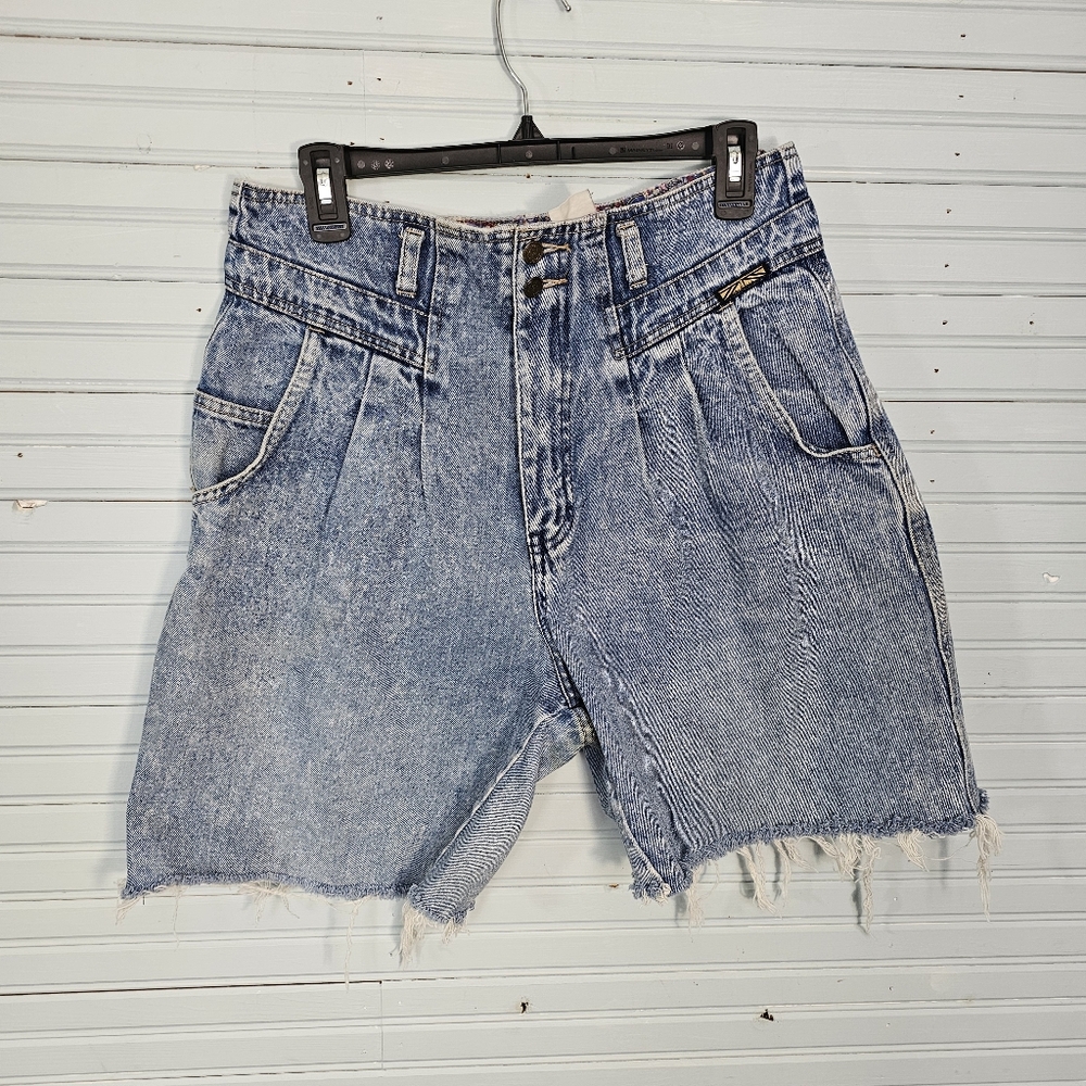 Brittania 80s Vintage High-waisted Acid-Wash Denim Cut Off Shorts Women's Size M